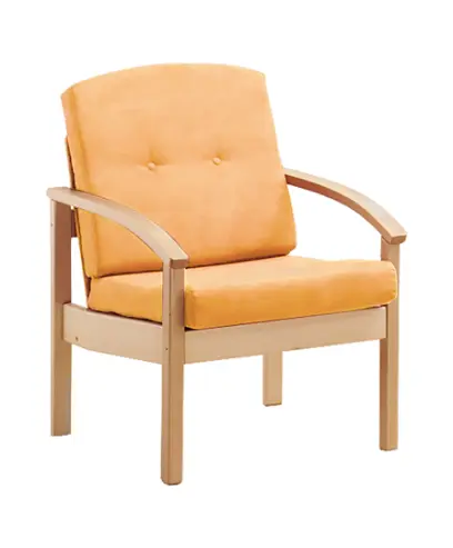 RO - 01 křeslo čalouněné koženkou Holy, dřevěné HOLY P1 - koženka meruňková